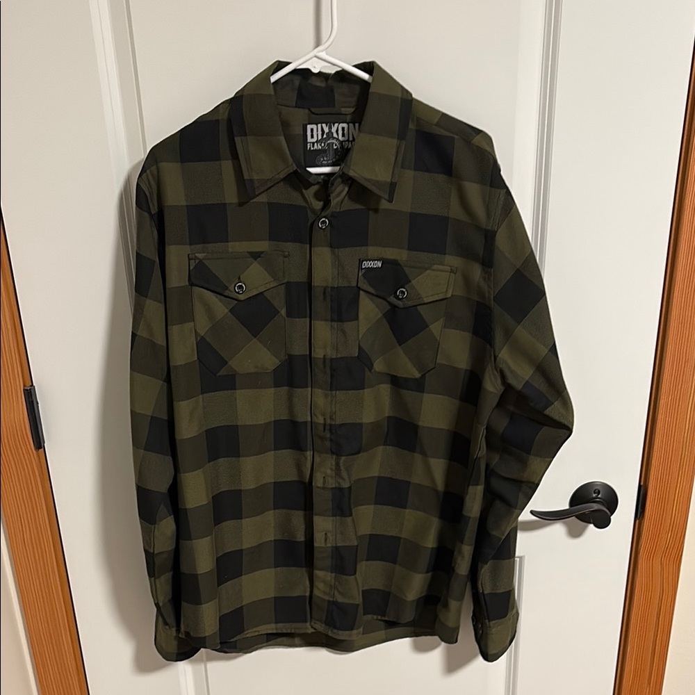 DIXXON Men's Olive and Black Checkered Flannel Shirt